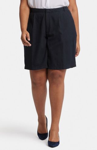 Relaxed High Waist Denim Bermuda Shorts