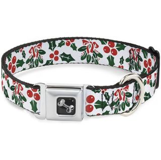 Buckle-Down Holly & Mistletoe Dog Collar