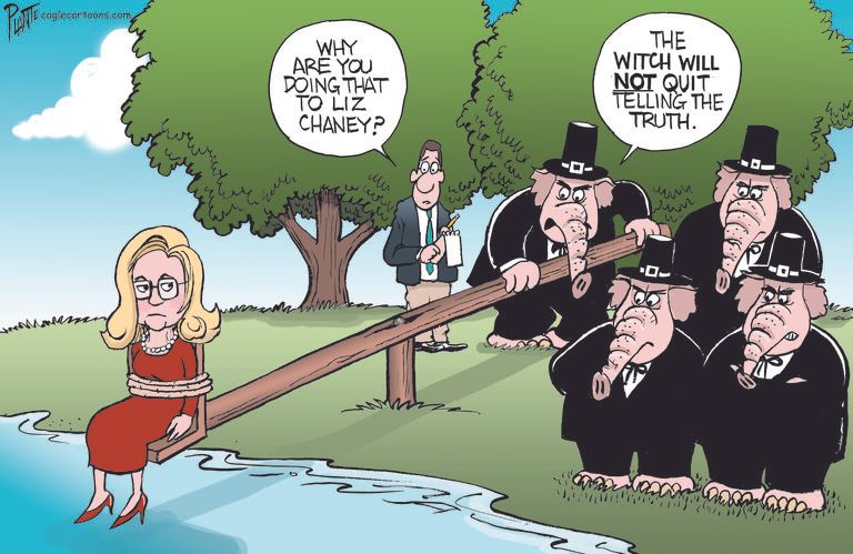 Political Cartoon U.S. liz cheney gop lies