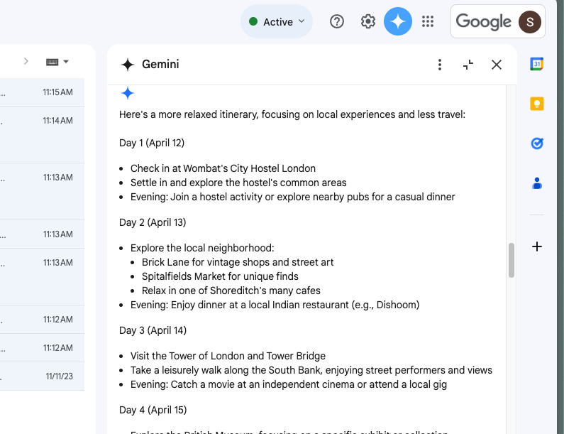 Screenshots of Google Gemini in Gmail