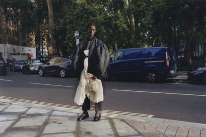 Boy on London street wearing Simone Rocha menswear