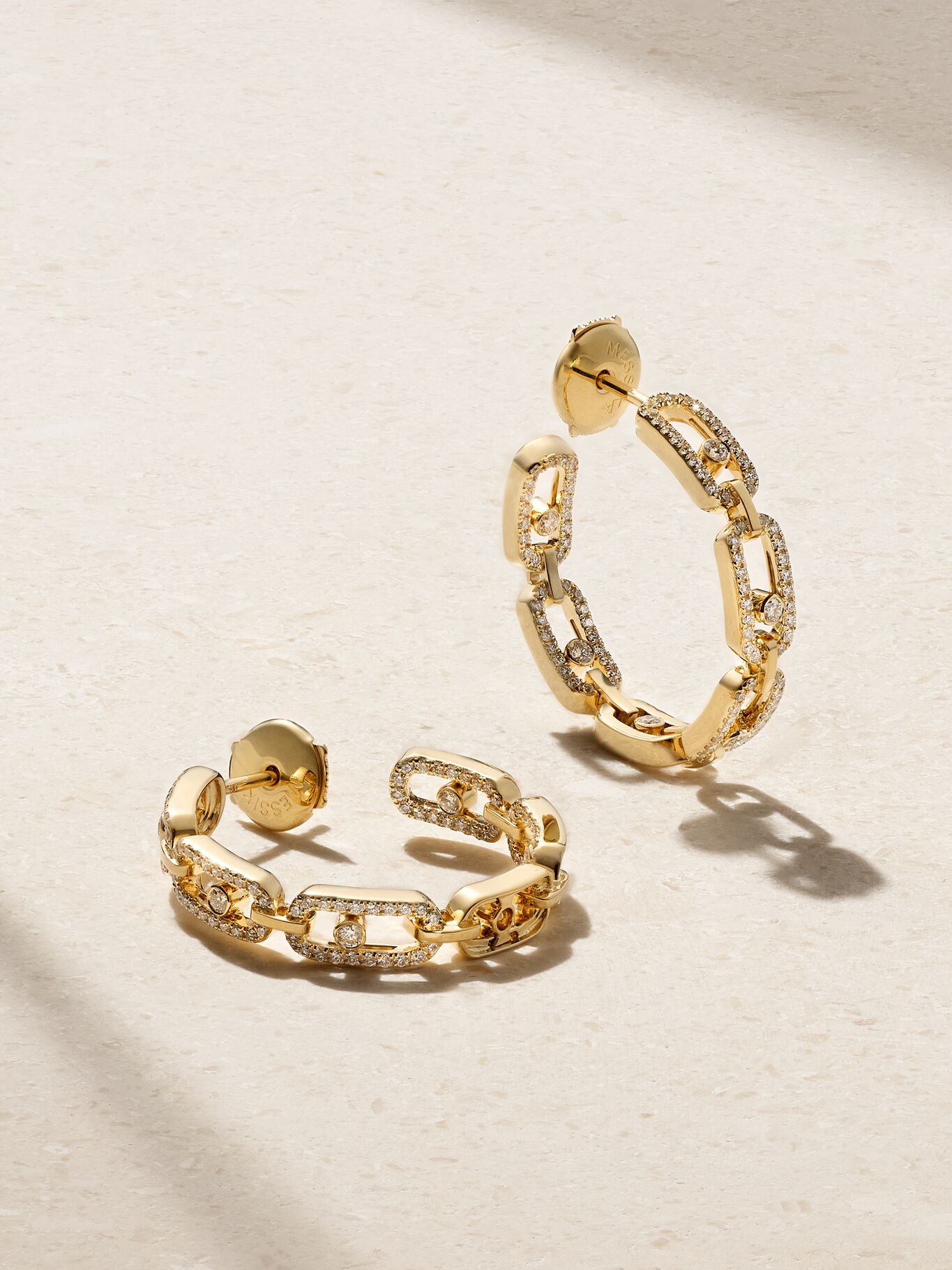 messika gold and diamond hoop earrings