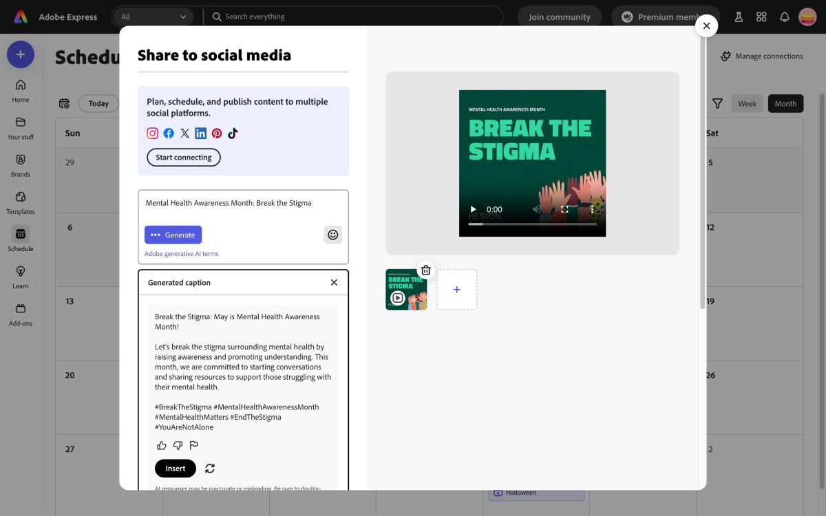 Screenshot from Adobe Express