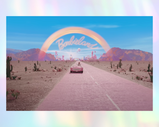 The Barbieland entry sign