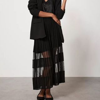 tiered black sheer skirt