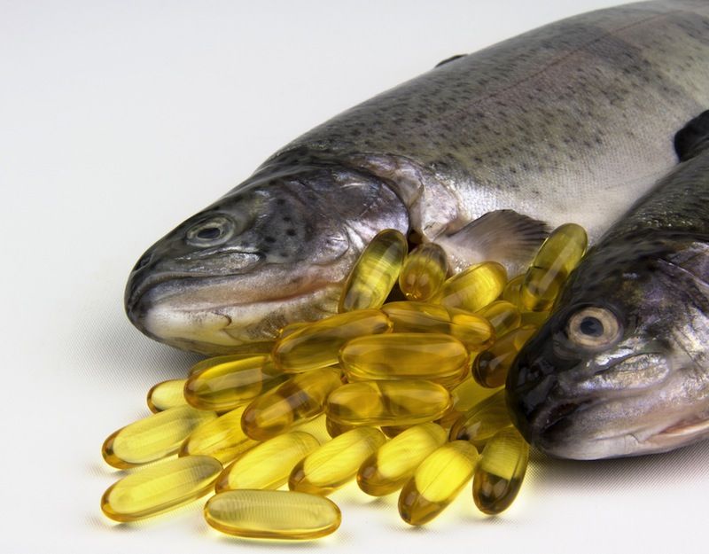 Fish oil supplements, with fish