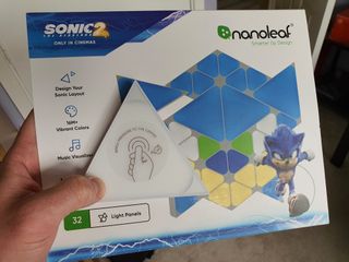 The Nanoleaf Sonic Limited Edition Starter Kit review kit box in my hand.