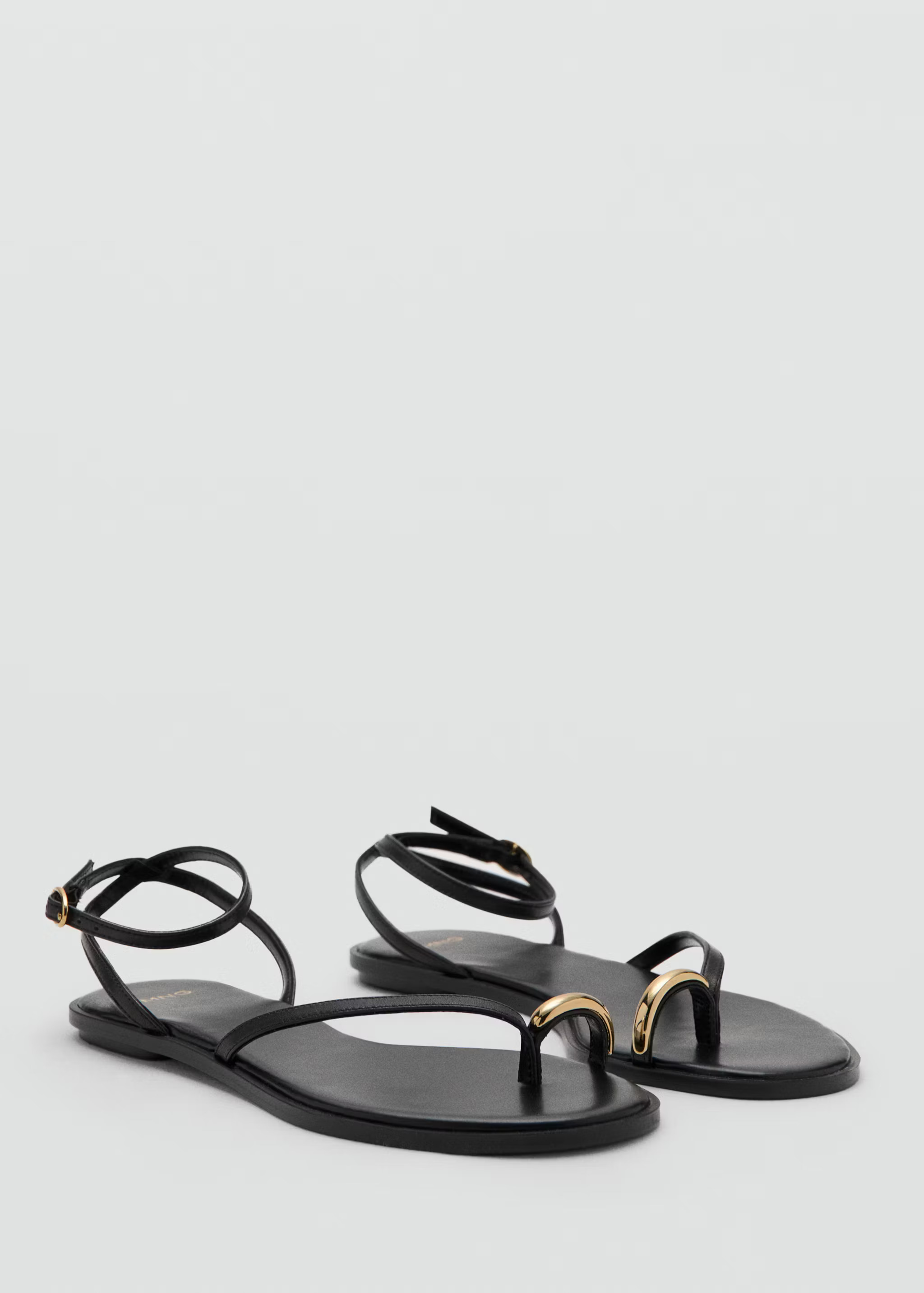Mango sandals with metallic toe ring