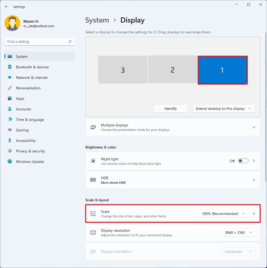 Open custom scale settings