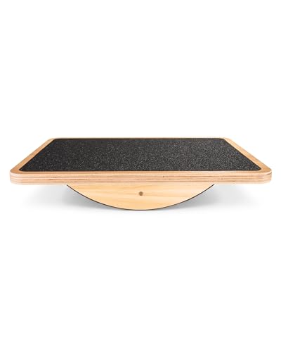 Strongtek Professional Wooden Balance Board, Rocker Board, Wood Standing Desk Accessory, Balancing Board for Under Desk, Anti Slip Roller, Core Strength, Stability, Office Wobble Boards
