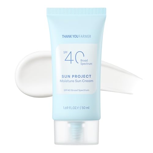 Thankyou Farmer Sun Project Moisture Sun Cream Spf 40 - Korean Sunscreen With Panthenol - Fragrance Free, Broad Spectrum, Dermatologist Tested, Moisturizing, No White Cast 1.69 Fl Oz