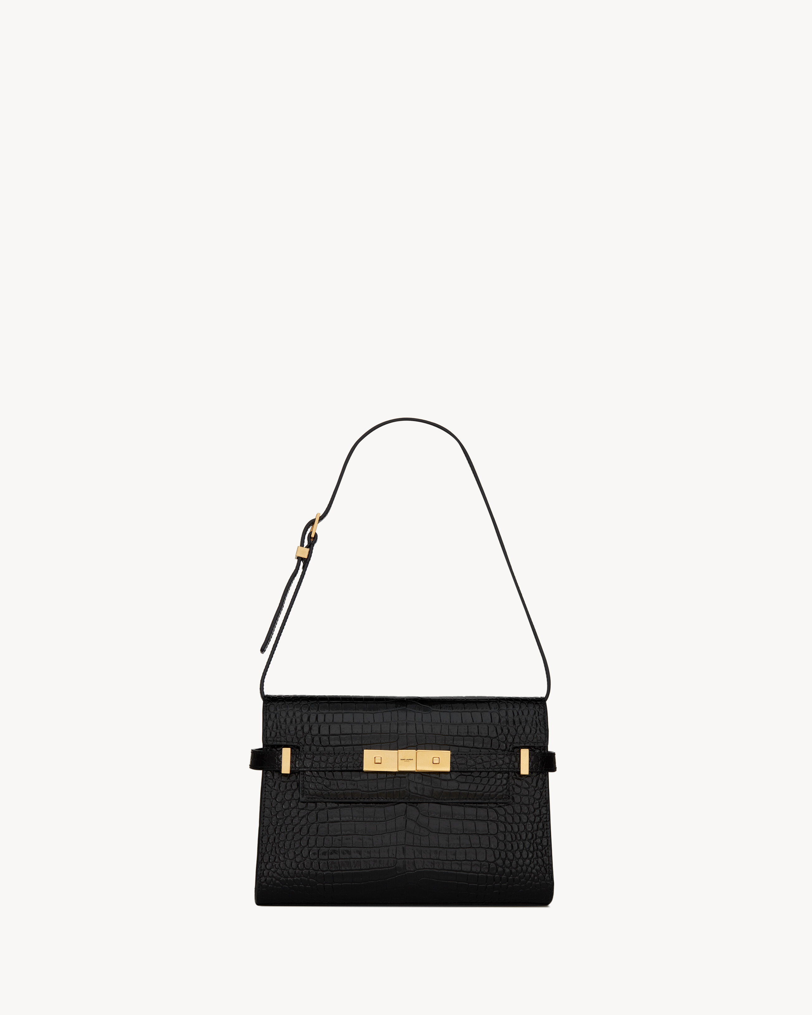 Manhattan Small in Shiny Crocodile-Embossed Leather