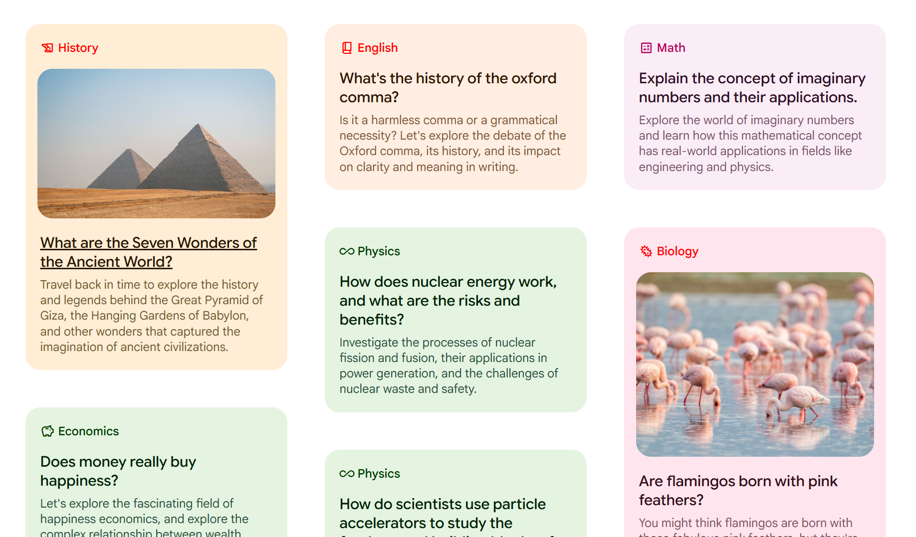 Search screen on Google Learn About
