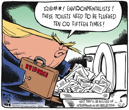 Political Cartoon U.S. Trump Flush Evidence Environmentalists