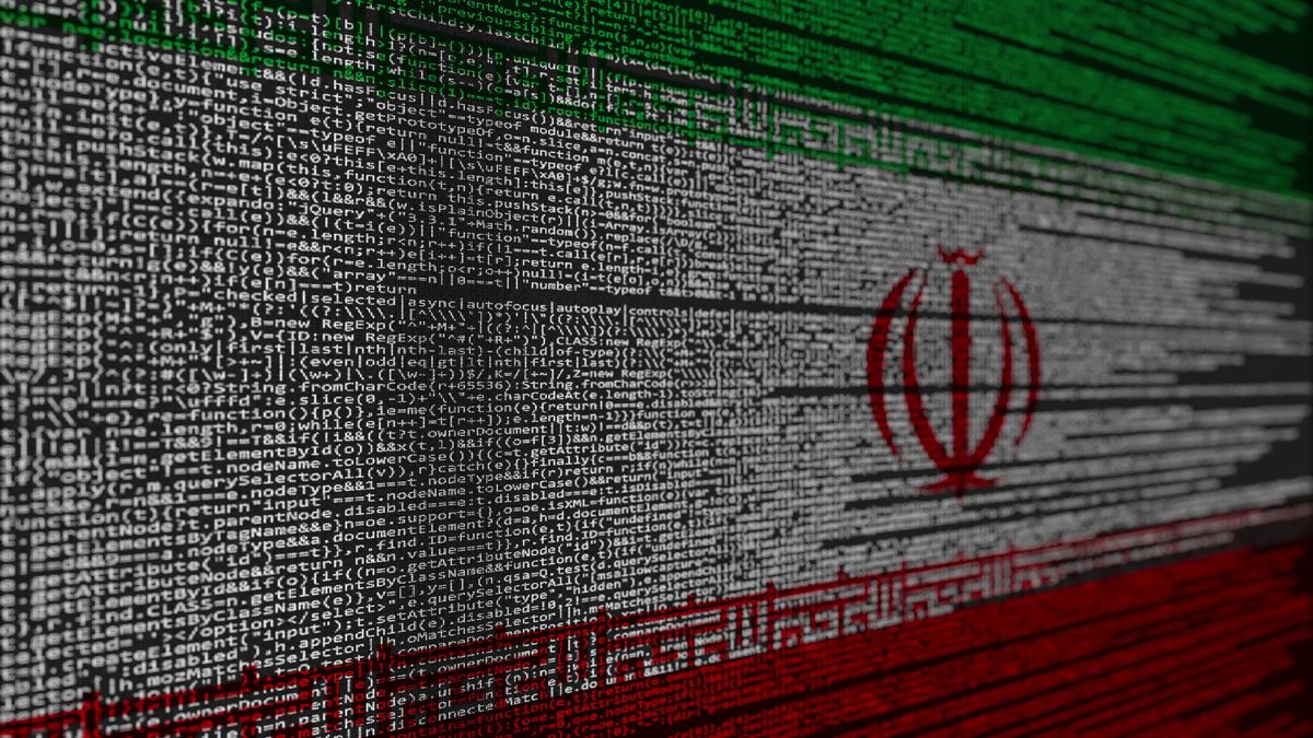 The flag of Iran depicted in programming code