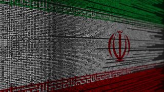 The flag of Iran depicted in programming code
