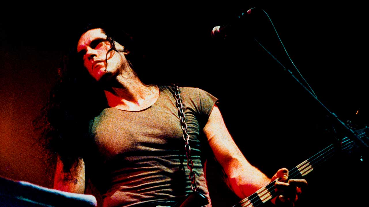 Type O Negative's Peter Steele onstage Lowlands, Biddinghuizen, Netherlands, 23rd August 1996.