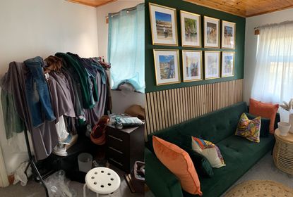 Before and after of second bedroom transformation