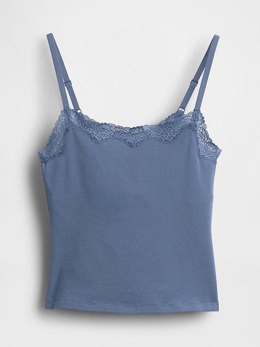 Organic Stretch Cotton Lace-Trim Shelf-Bra Cami