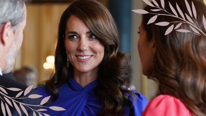kate middleton pictured with a side swoop hairstyle at a coronation event
