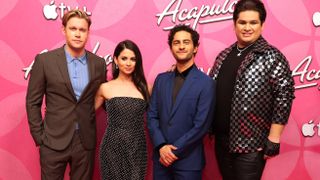 Chord Overstreet, Camila Perez, Enrique Arrizon and Fernando Carsa attend the red carpet premiere of the Apple Original series “Acapulco” at The London West Hollywood hotel. Season two of “Acapulco” premieres globally on Apple TV+ on October 21.
