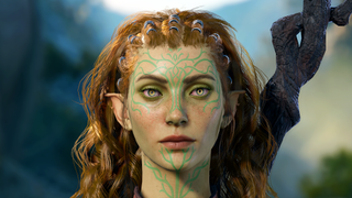 Baldur's Gate 3 wood elf druid character, showing cosmetic mods in action