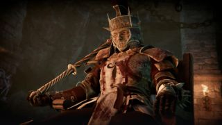 Sir Galahad in his ornate, blood-spattered armor