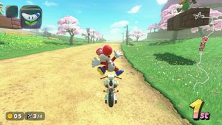 Mario Kart World charge jump yoshi performing trick after charge jump