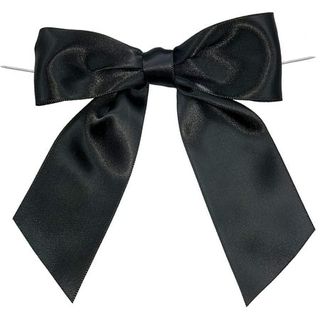 Pre-Tied Black Satin Bows - 4 1/2