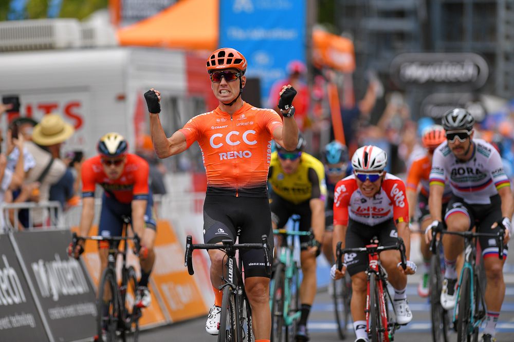 Patrick Bevin wins stage 2 at the Tour Down Under