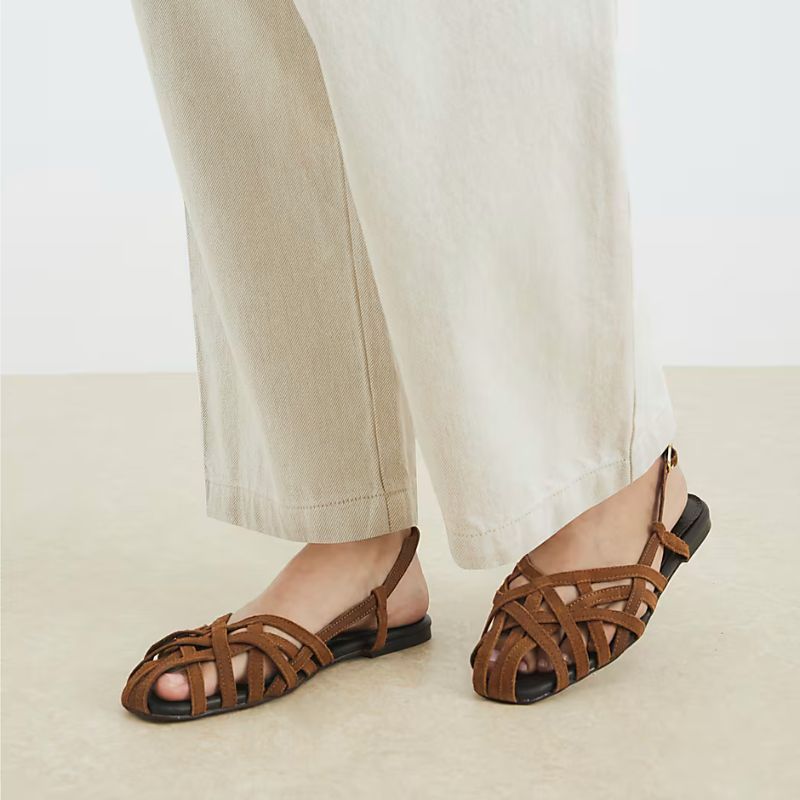 River Island , Brown Suede Caged Sandals
