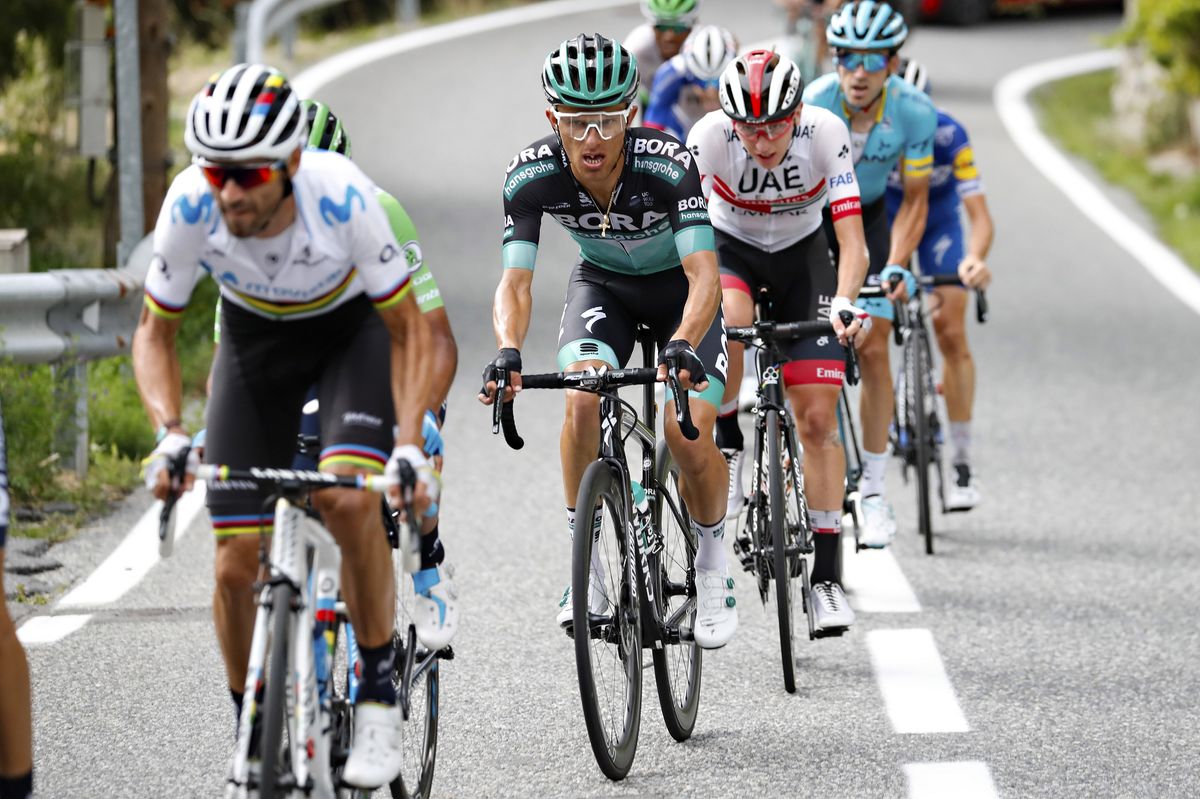 Valverde, Majka, Pogacar during stage 9