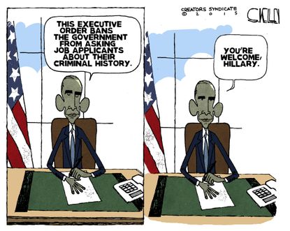 Obama cartoon U.S. Government workers Hillary Clinton