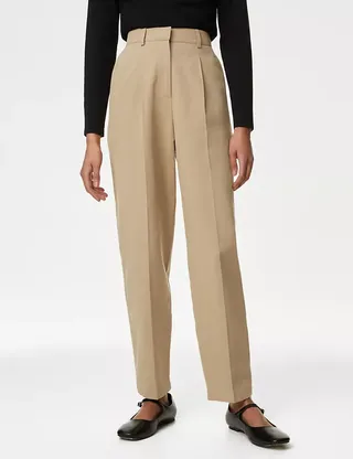 M&S Collection, Cotton Blend Pleated Chinos