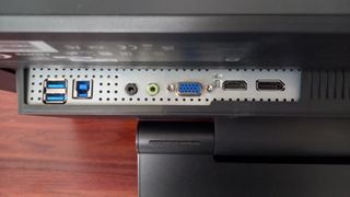 Closeup on ports on Philips 242B1TC monitor