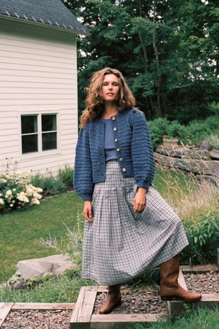 Christy Dawn, The Rhoda Skirt in Slate Gingham