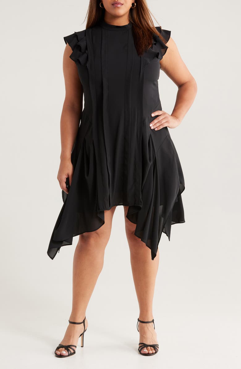 Pintuck Handkerchief Hem Dress