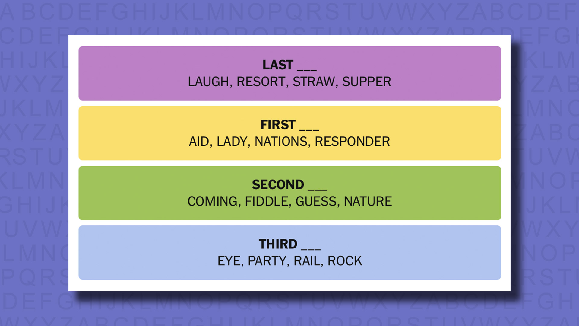NYT Connections answers for game 781 on a purple background