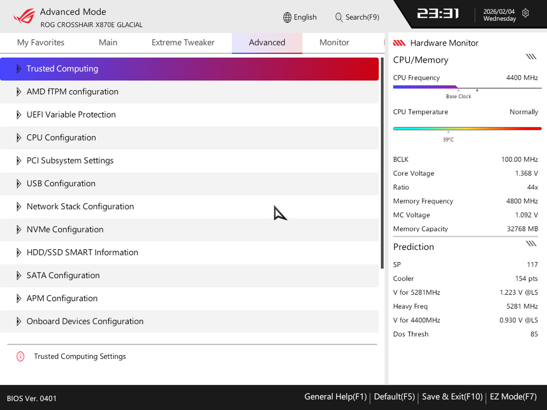 Asus ROG Crosshair X870E Glacial - BIOS