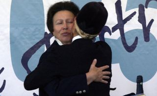 Zara Phillips is hugged by her mother, Princess Anne, after competing in the Gatcombe Park Festival of British Eventing at Gatcombe Park, on August 7, 2005 near Tetbury, England.