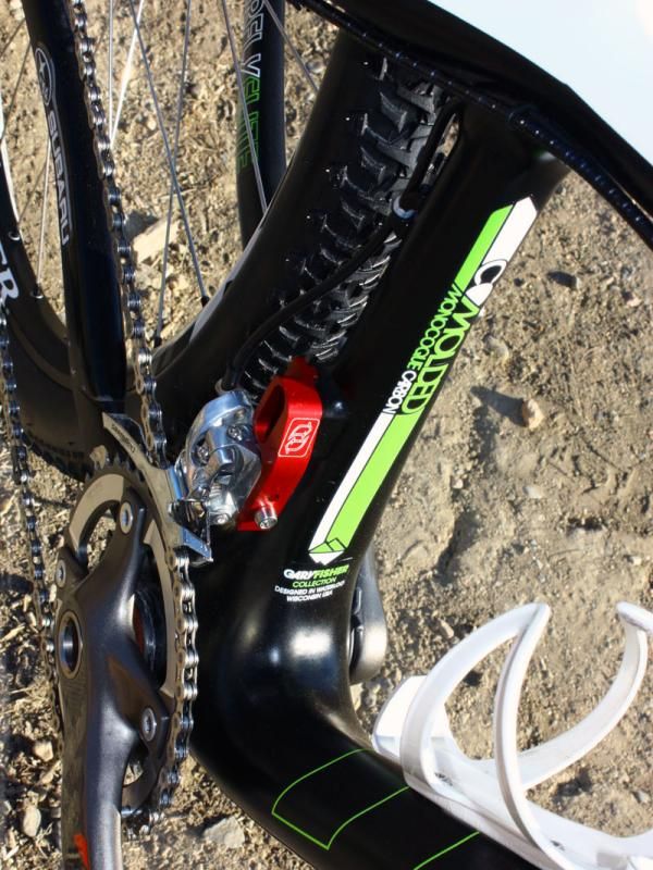 The seat tube is notably asymmetrical.