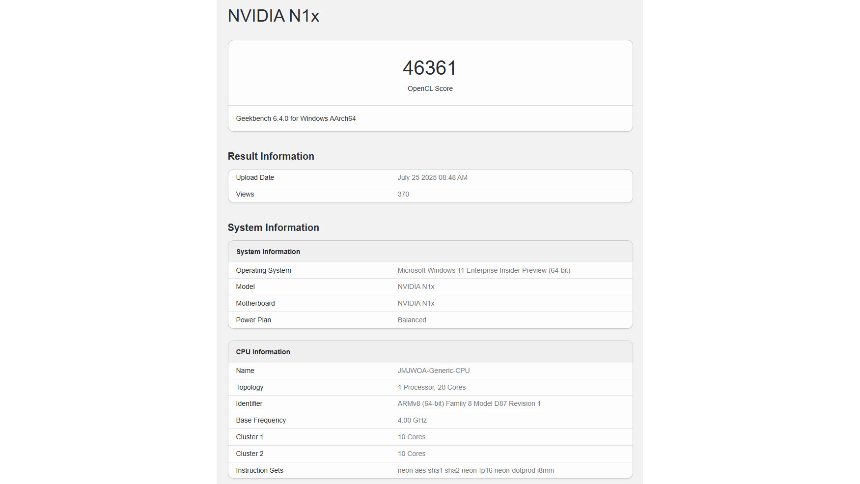 NVIDIA N1x OpenCL leak July 2025
