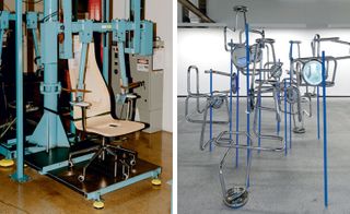 Left: Jasper Morrison’s ’Lotus’ chair being tested in the Haworth lab. Right: Molecule, by Michel de Broin.