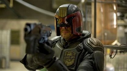 Karl Urban as Judge Dredd in Dredd (2012)