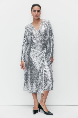 Sequined Wrap Dress