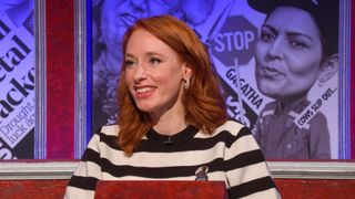 Hannah Fry on the set of Have I Got News for You.