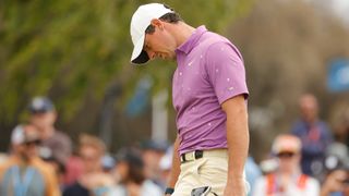 Rory McIlroy reacts to a missed putt during the final round of the 2021 US Open