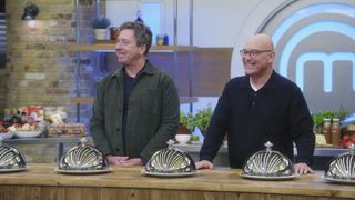 John Torode and Gregg Wallace in Celebrity MasterChef 2023