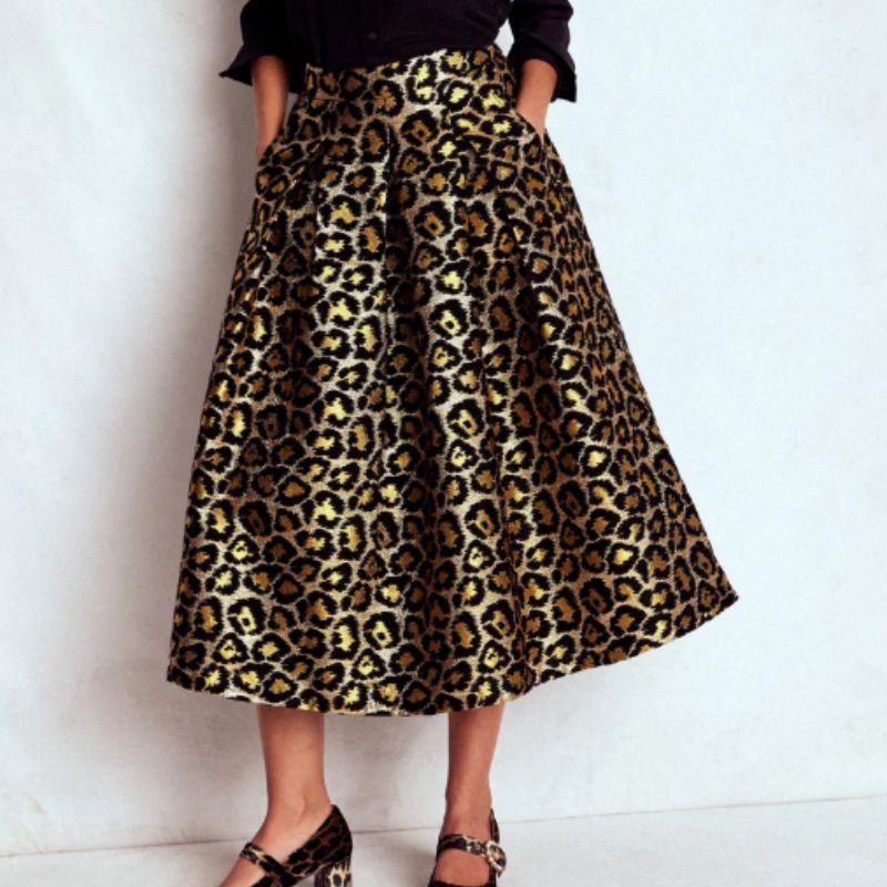 leopard print jacquard skirt