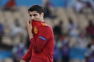 Spain’s Alvaro Morata missed good chances in each half